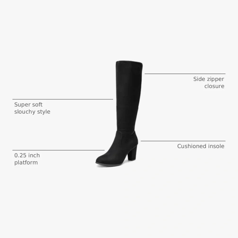 Elegant Black Knee-High‎ Women's Boots